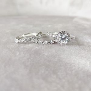 💎NEW💎3 PC S925 SIMULATED DIAMOND RING SET